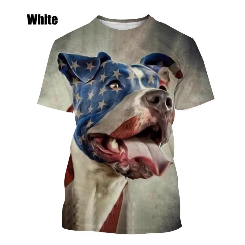 Fashion 3D Pitbull Dog Painted Casual T-shirt Men Short Sleeve Tops