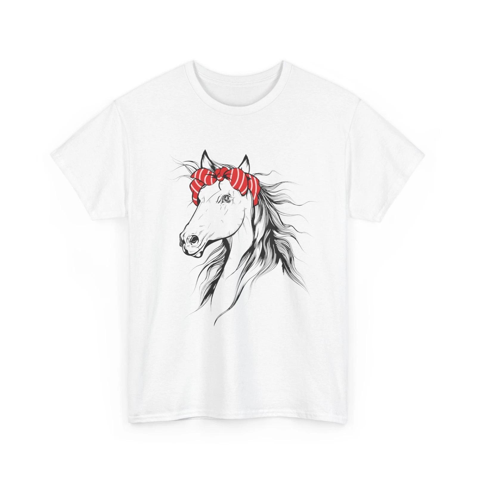 

Horse Bandana T shirt, Horse Face Horseback Riding Equestrian Women Men Shirt XL