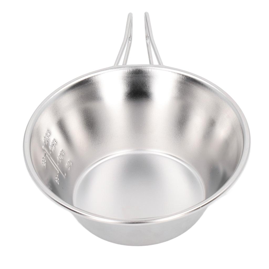 Camping Cup Bowl 304 Stainless Steel Backpacking Coffee Mug with Fixed Handle for Outdoor Picnic