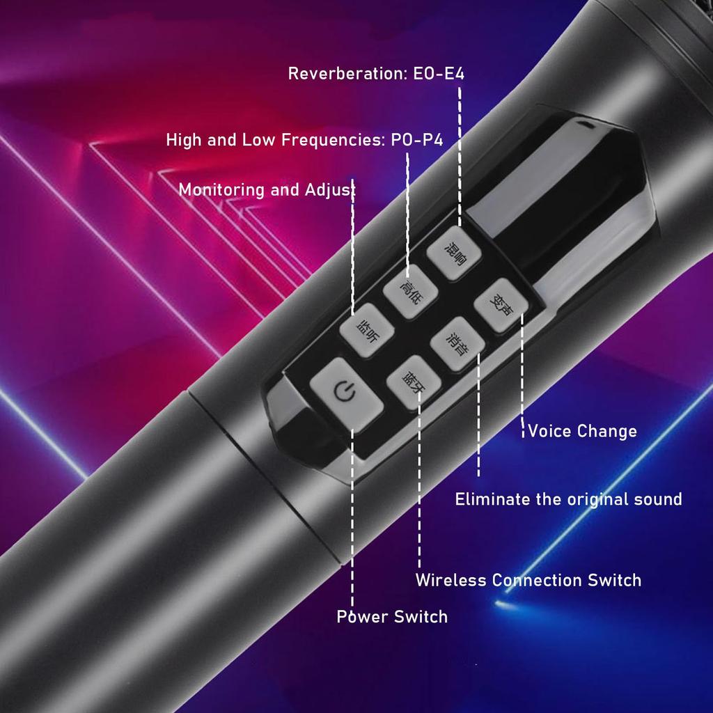 Acogedor Wireless Handheld Microphone 2.4G Bluetooth Dynamic Microphone Sound Effects Voice Changer Noise Reduction 6.35mm Jack for Live Streaming