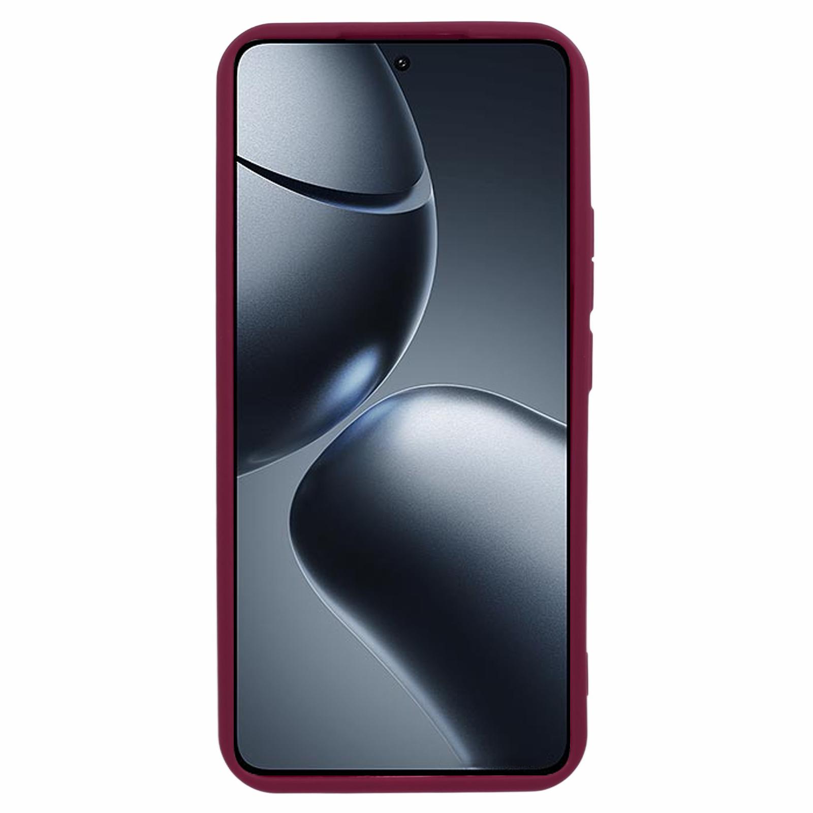 

For Xiaomi 14T Case Grooved Design TPU Anti-Slip Phone Cover Red