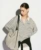 Re Rhee Cowhide Strap Hobo Bag Gray