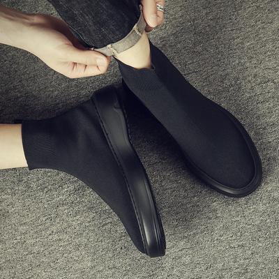 Calcetines y zapatos para hombre de caña alta 2025 nuevos verano y otoño zapatos de tablero tejidos para hombre versión coreana transpirables elásticos zapatos calcetín zapatos casuales para hombre