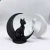 3D Printed Moon Cat Statue, Minimalist Style Moon Sitting Cat Statue Ornament, Creative Home Ornament, Desktop Decoration