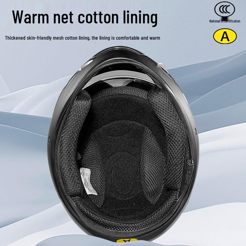 Electric Motorcycle Helmet with Detachable Neck Warmer - Windproof, Winter Warm, Full Face for Men and Women