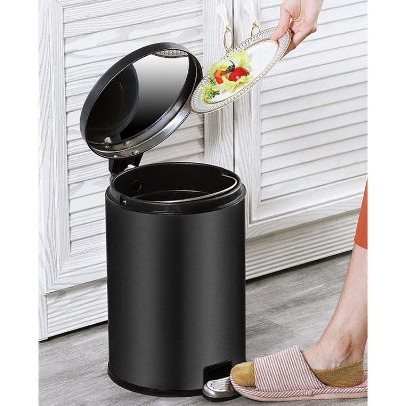 6L/8L/12L Household Large Capacity Rubbish Bin Auto Soft Close Stainless Steel Dustbin Minimalist Design Trash Bin