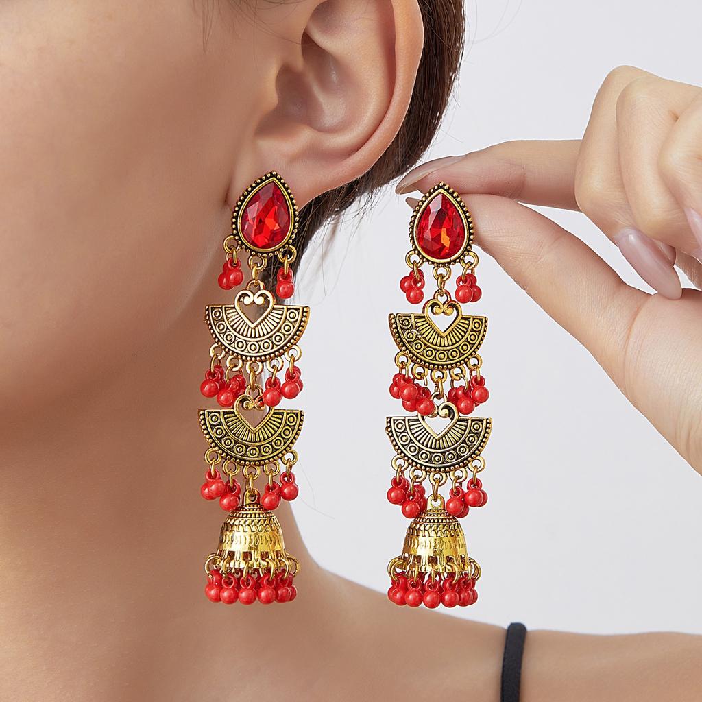 Bohemian Vintage Tassel Earrings for Women , Titanium Alloy Ear Studs , Ethnic Style Drop Earrings