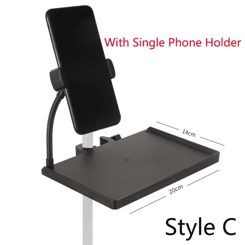 Microphone Stand Tray Mic Stand Tray with Phone Holder Adjustable Clamp On Stand for Singing Podcast Recording Streaming Stage