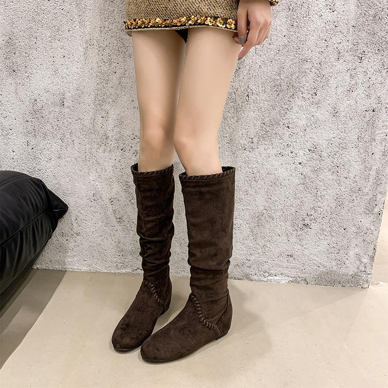 Fashion New Type Inner Heighten Sleeve Round Head Suede Soft Sole Anti-slip Wear-resistant High Shoe