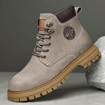 Fashion Warm New Plush Fur Winter Man Brand Yellow Outdoor Lace Up Cowboy Boots Leather Motocross Boots Fashion Non-Slip Men Ankle Boots