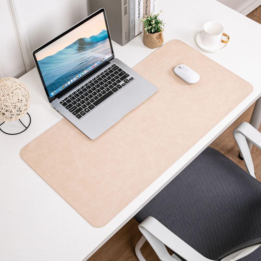 

Leather Keyboard Mice Mat Crazy Horse Pattern Writing Pad Easy to Clean Mouse Pad Home Office 60x30cm рожевий