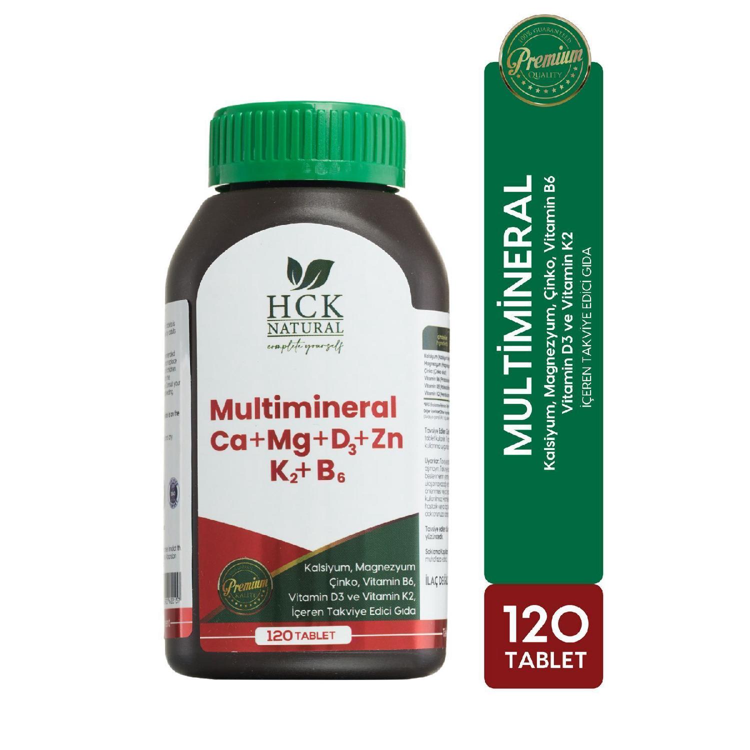 

Multimineral 120 Tablet Calcium Magnesium Zinc Vitamin B6-d3-k2 Reinforcing Food