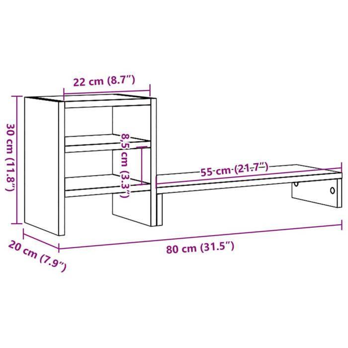 VidaXL Support de moniteur et organisateur de bureau bois d'ingénierie, support de moniteur réglable, support pour écran 854733
