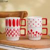 Creative Stacking Cup Painted Pattern Porcelain Mugs Tableware Coffee Mug Dining Table Afternoon Tea Teacup Fruits Juice Cup