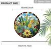 2D Flat Stained Glass Green Cactus Flower Window Decoration, 6.3/7.87inches Colored Glass Plate with Chain, Charming Spring Summer Sun Catcher Home