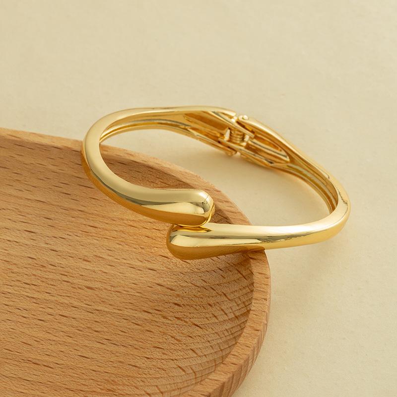Design-inspired Metal Smooth-textured Open Bracelet, Minimalist Geometric, Individualistic Wide Wristband Style 1