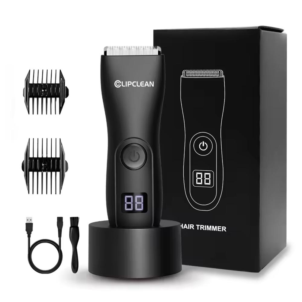 Men's Electric Body Hair Trimmer Rechargeable Cordless Body Groomer Waterproof Hair Clipper with LCD Display Hair Remover Home