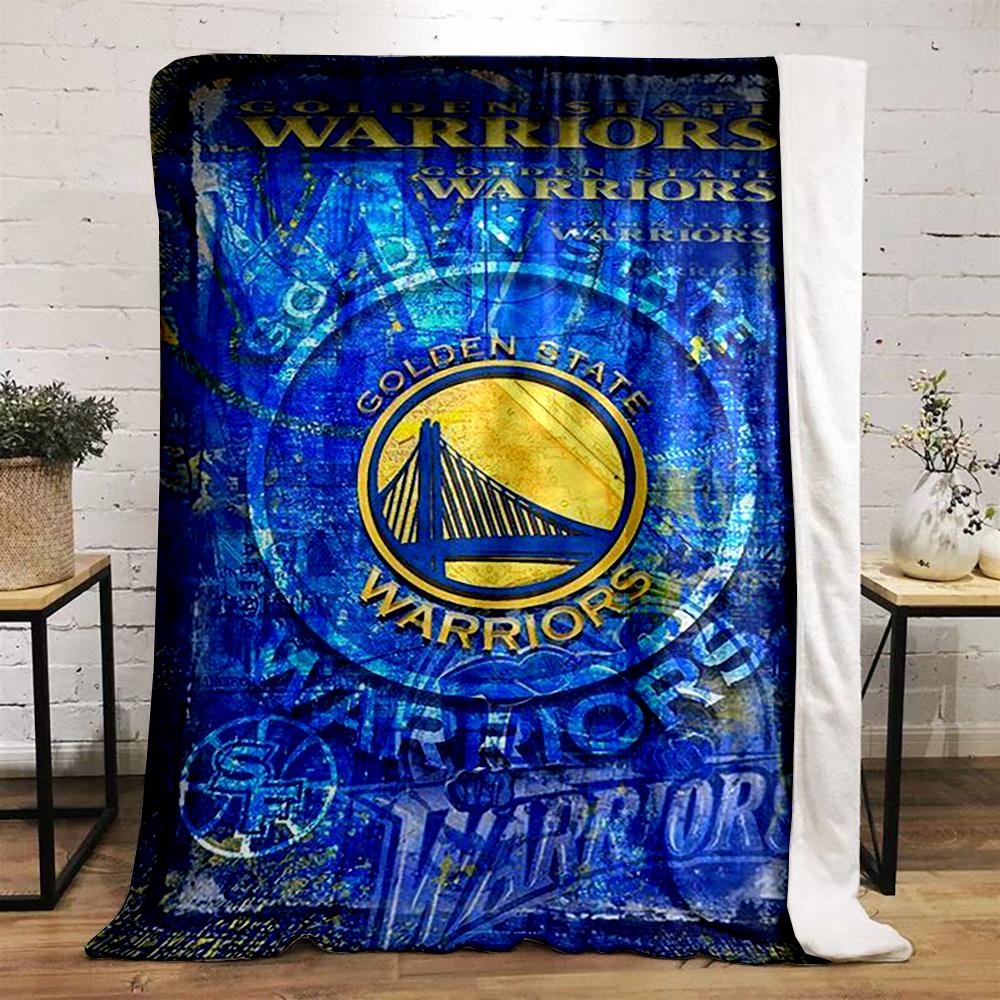 Golden State Warriors Logo Blue Theme Warm Blanket, Flannel Blanket for Bedroom, Living Room, Sofa, and Nap.