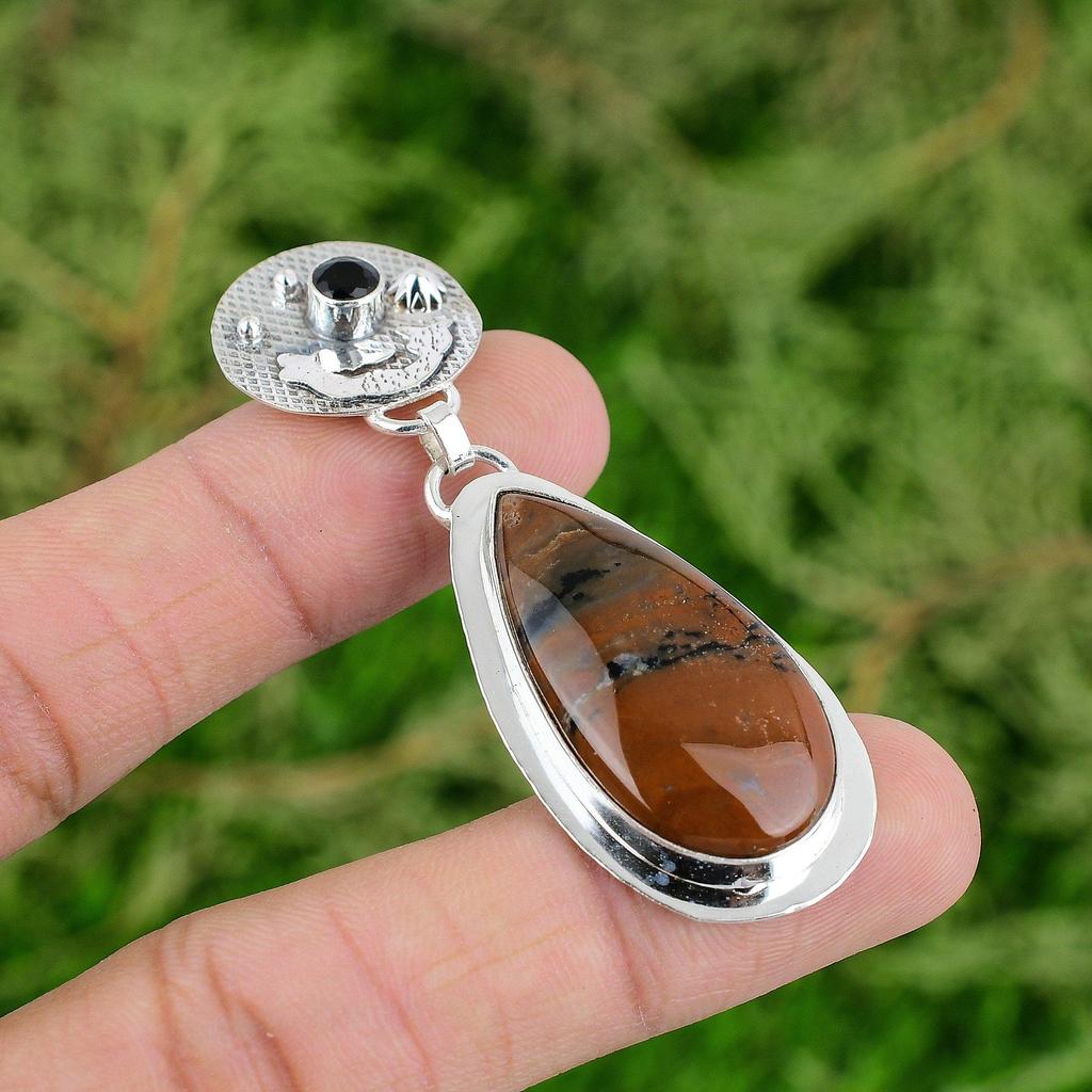 Honey Dendrite Opal Gemstone Pendant 925 Sterling Silver Pendant Handmade Jewelry Christmas Gifts