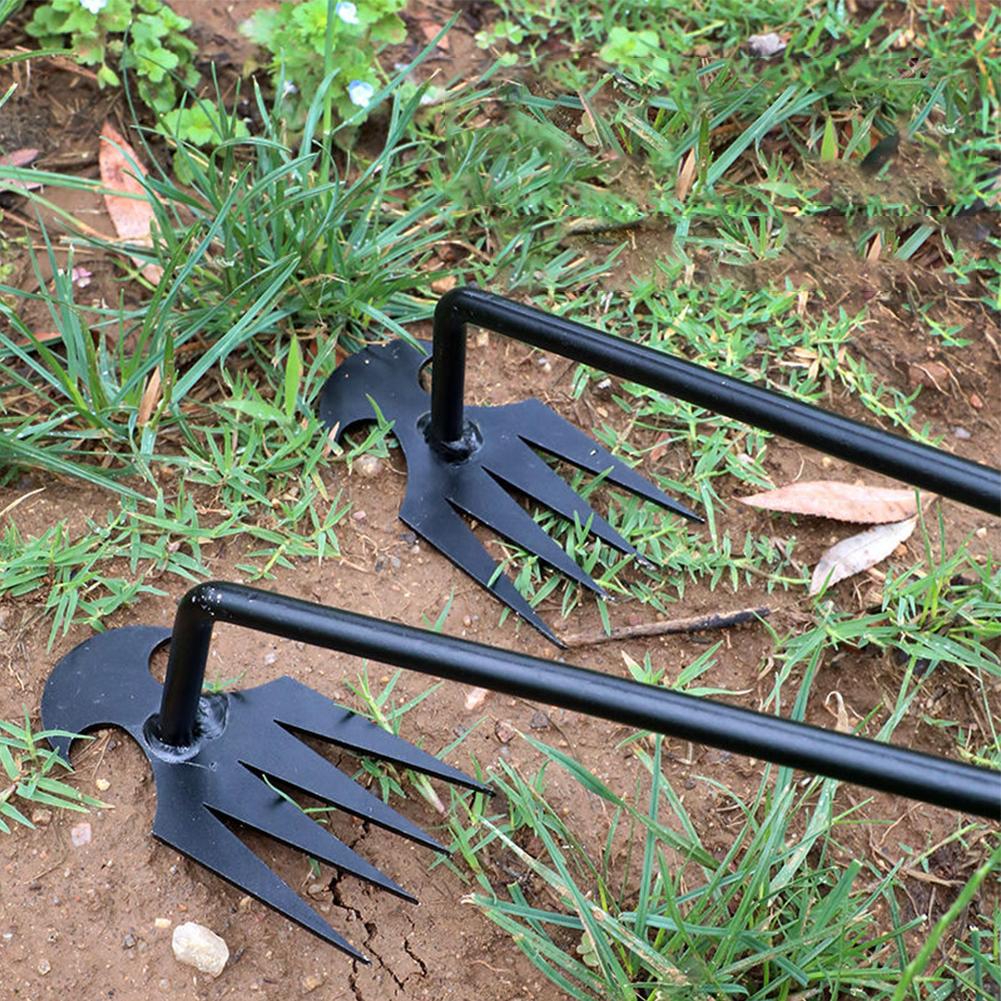 1/2 Stück 30/40/50CM Garten-Unkrautstecher 4 Zähne Manueller Unkrautstecher Manganstahl Geschmiedeter Garten-Unkrautstecher Entferner Garten-Rasen-Unkrautstecher