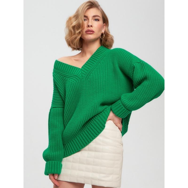 Autumn and Winter Women's Sweater Solid Color Comfortable Casual V-Neck Loose Long Sleeve Sweater