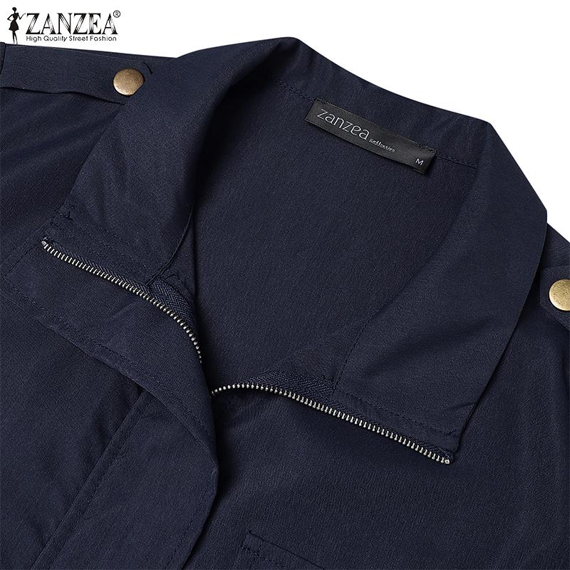 ZANZEA Womens Casual Long Sleeve Zipper Cardigan Thin Jackets