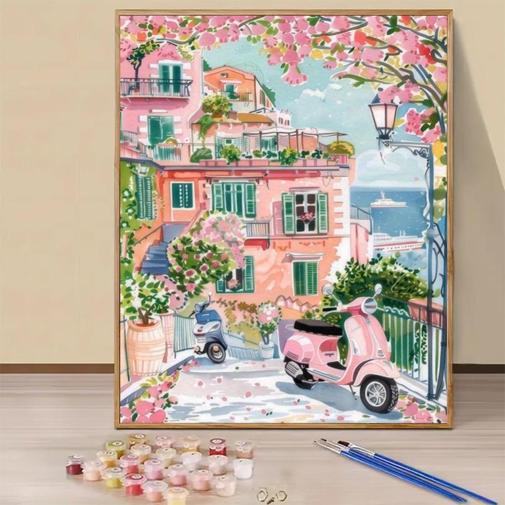 Modern 16x20 Inch Frameless Adult Paint-by-Number Kit Poppy Flower Canvas Painting Set with Brushes and Acrylic Paints