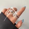 925 Silve Frosted Moon Ring for Women Girl Letter Versatile Irregular Jewelry Gift