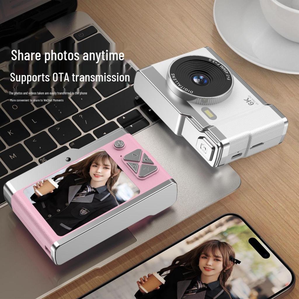 High-Definition Dual Lens Digital Camera for Students - Retro CCD Design