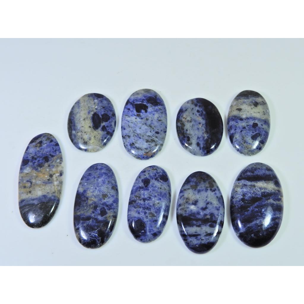 294Cts. Natural Blue Sodalite Oval Cabochon Loose Gemstone 09Pcs Lot 33-44MM C-1505