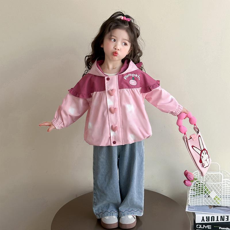 

Универсальная осенняя куртка с капюшоном для девочек 2025 - Детская ветровка 130 cm