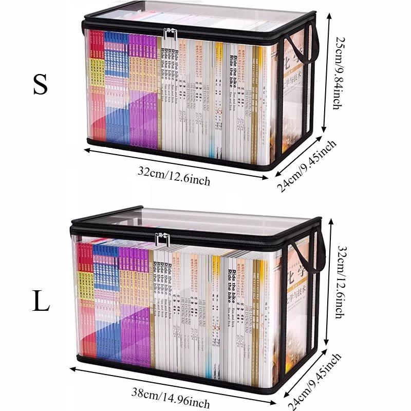 Dustproof Transparent Book Storage Bag Foldable Desktop Organizer for Students Home Classroom Old Books Container251