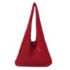 Red bag flower hollow wool lazy knitted shoulder bag women's casual large-capacity tote bag