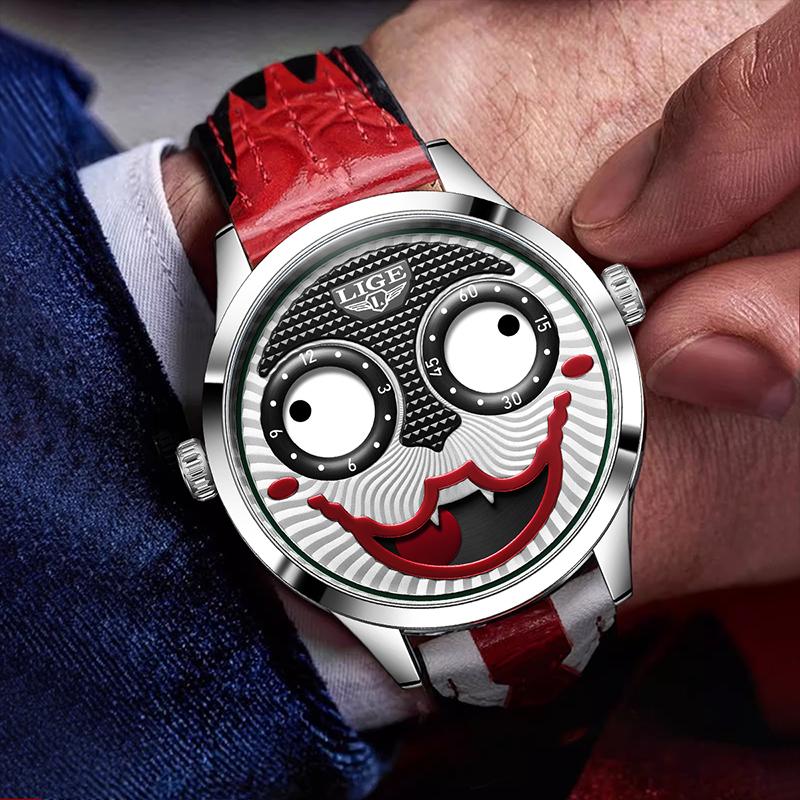 LIGE mens wristwatch Clown Dial Unique Strange Fashion sports military watches men clock Waterproof quartz Watches Gift For Men