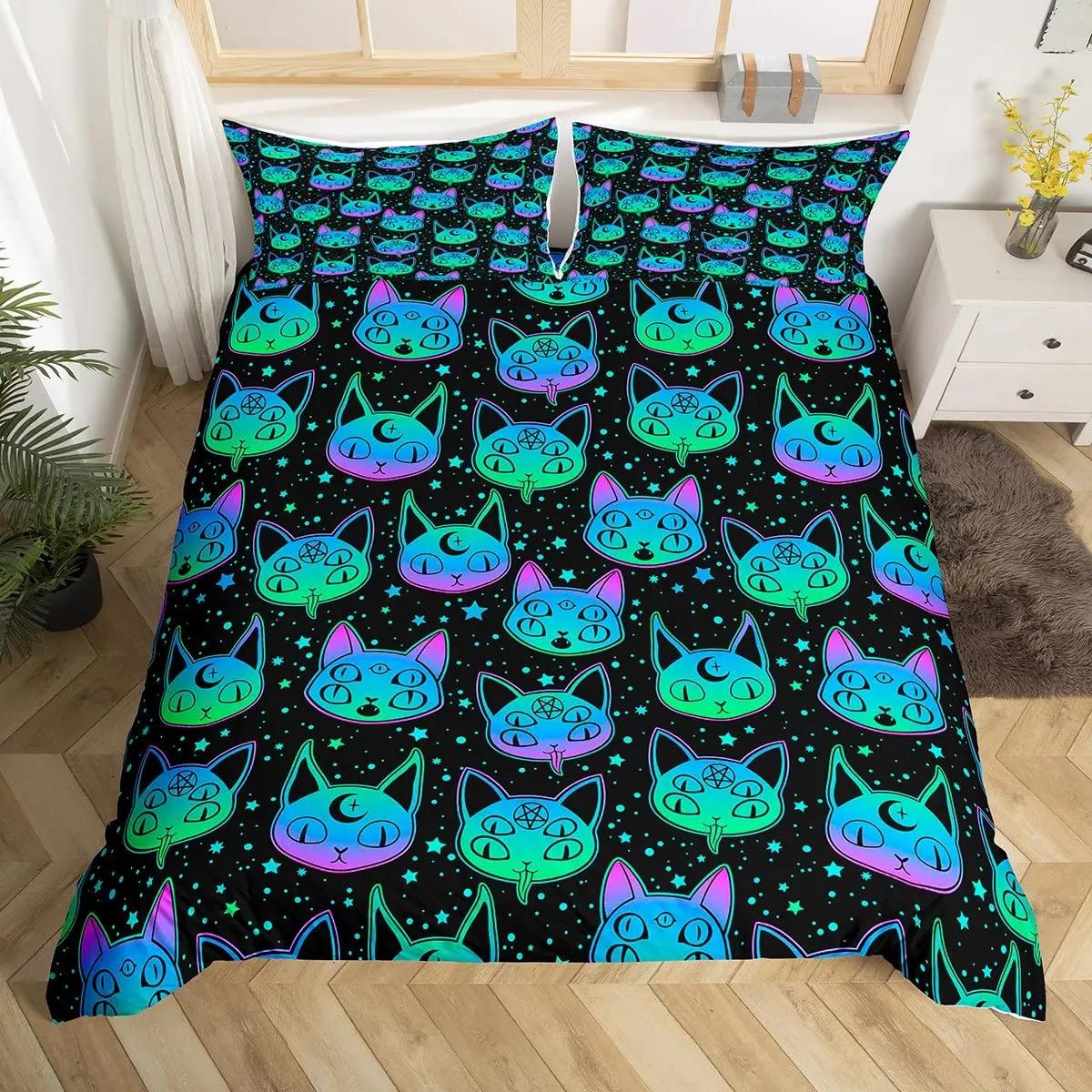 

Пододеяльник с рисунком мультяшного кота, комплект постельного белья с принтом мультяшного животного и наволочкой, 2/3 шт., покрывало для декора спальни 70x133cm 2pcs