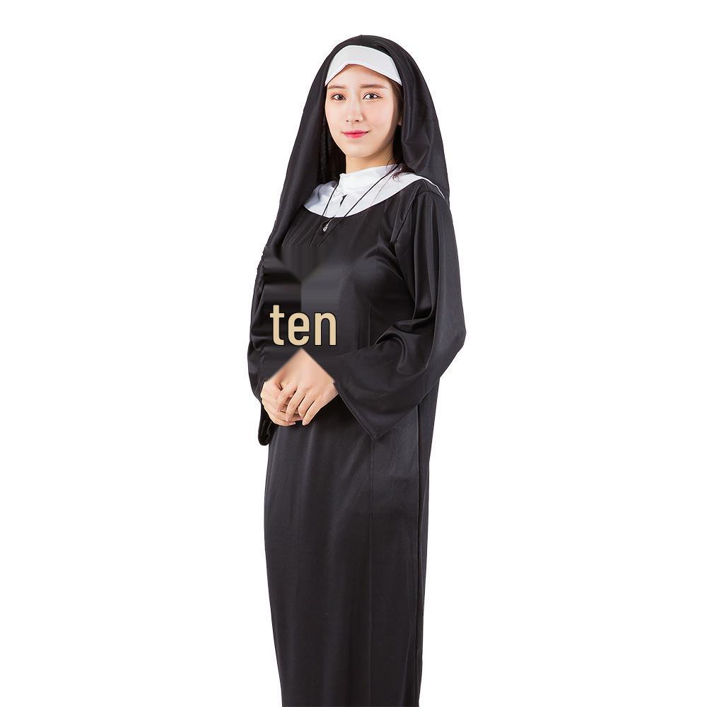 Adult Priest and Nun Role-Playing Clerical Robe Costume