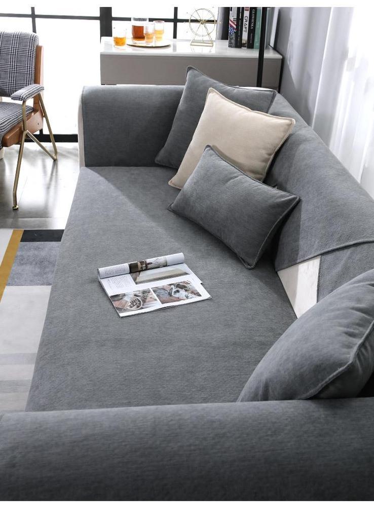 Universal Chenille Sofa Cushion & Cover - Non-Slip, All-Season, Solid Color, 2026 Style