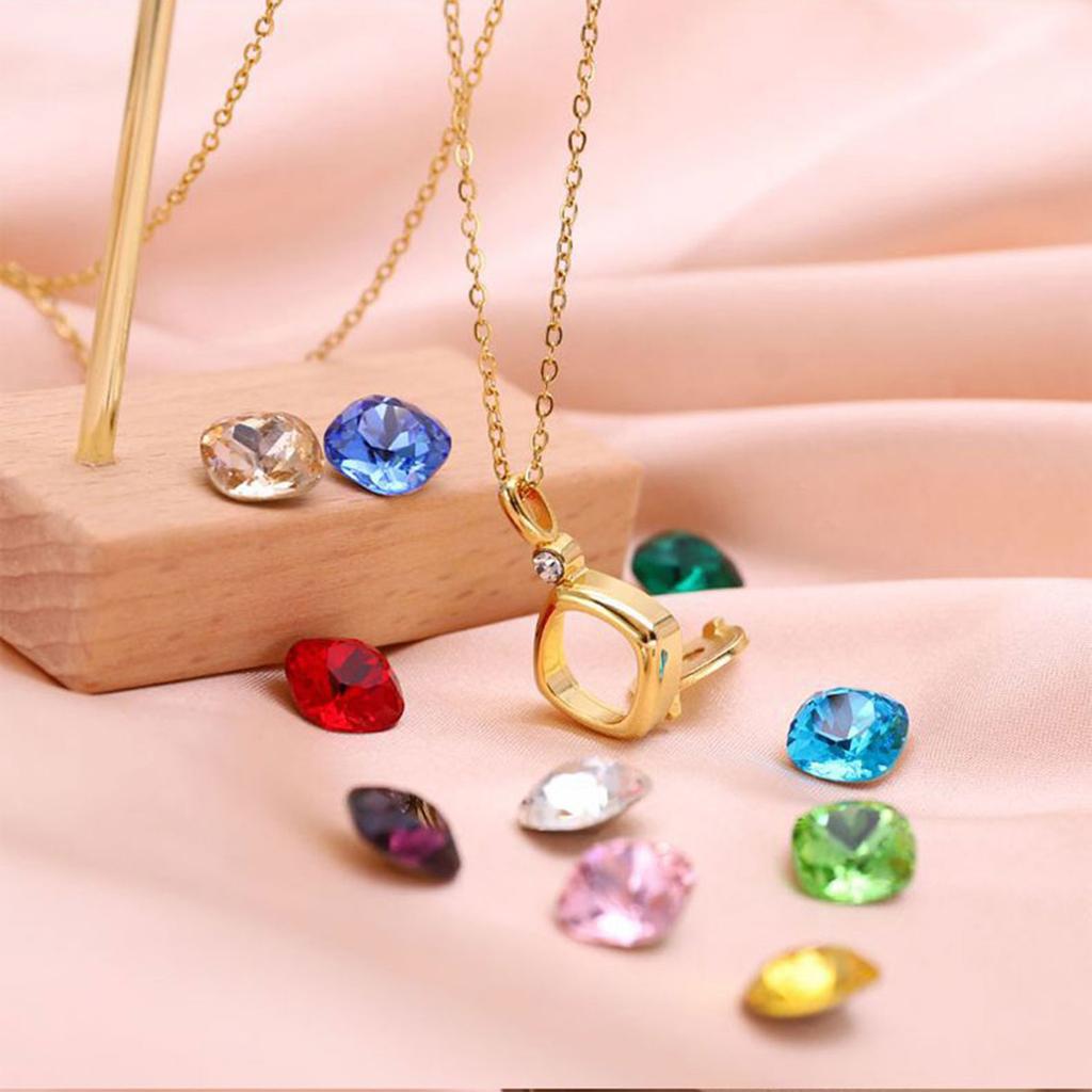 Birthstone Pendant Necklace Replaceable Zircon Neckchain for Women Girls Vintage Collarbone Chain Stylish Accessories