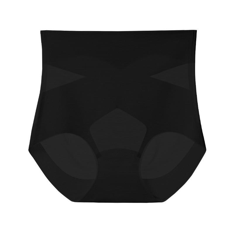 

Ladies Summer Ice Silk Belly and Hips Shapeless High Waist Triangle Briefs XXL чорний
