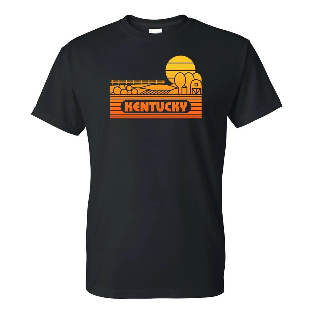 Kentucky Groovy Sunset - Landscape Vacation Home State T Shirt - Black
