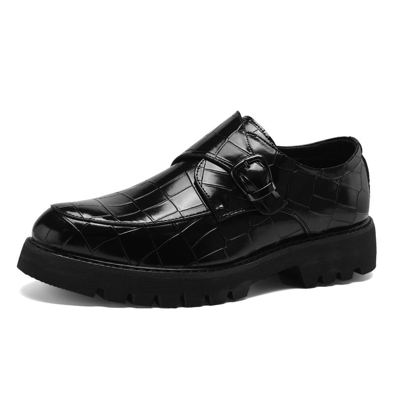 Fashion Thick Soled Men's Leather Shoes Fashionable British Style Daily Leisure Business Party Office Wedding Adult Retro Brown Shoes