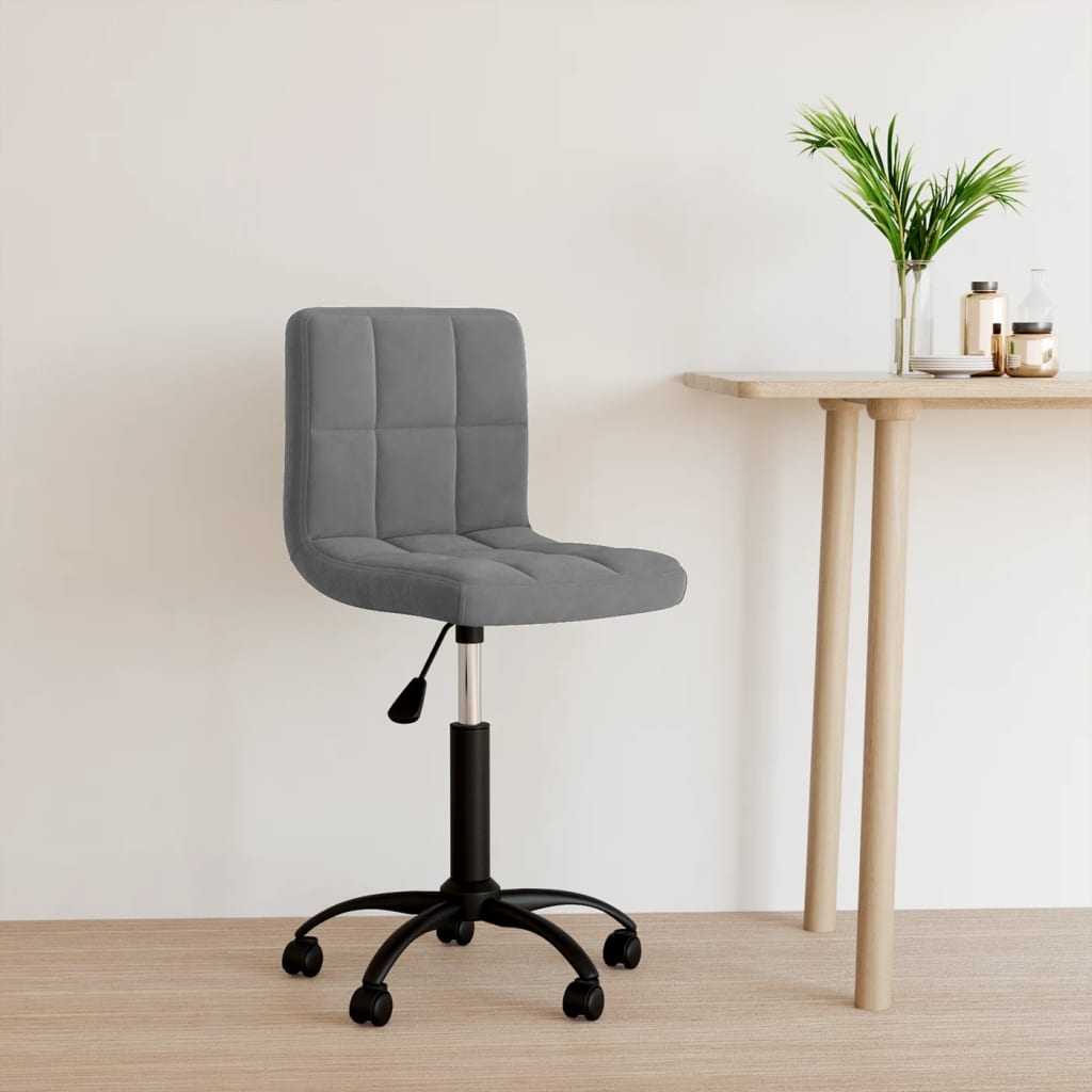Vidaxl Swivel Office Chair, Dark Grey, Upholstered In Velvet