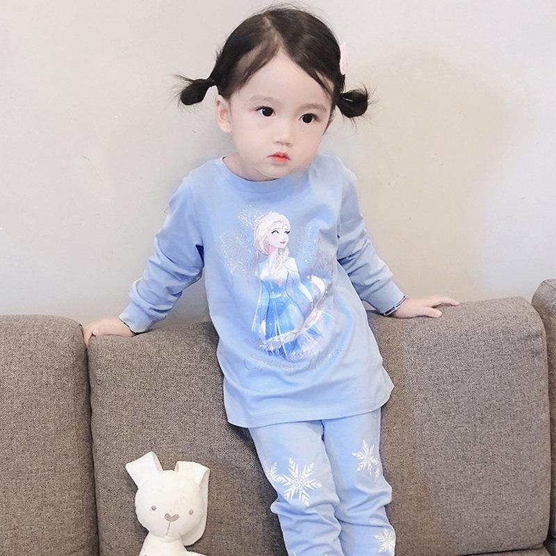 Elsa Fairy Cute Cotton Pajamas for Girls: Long Sleeve Air Conditioning Wear Set