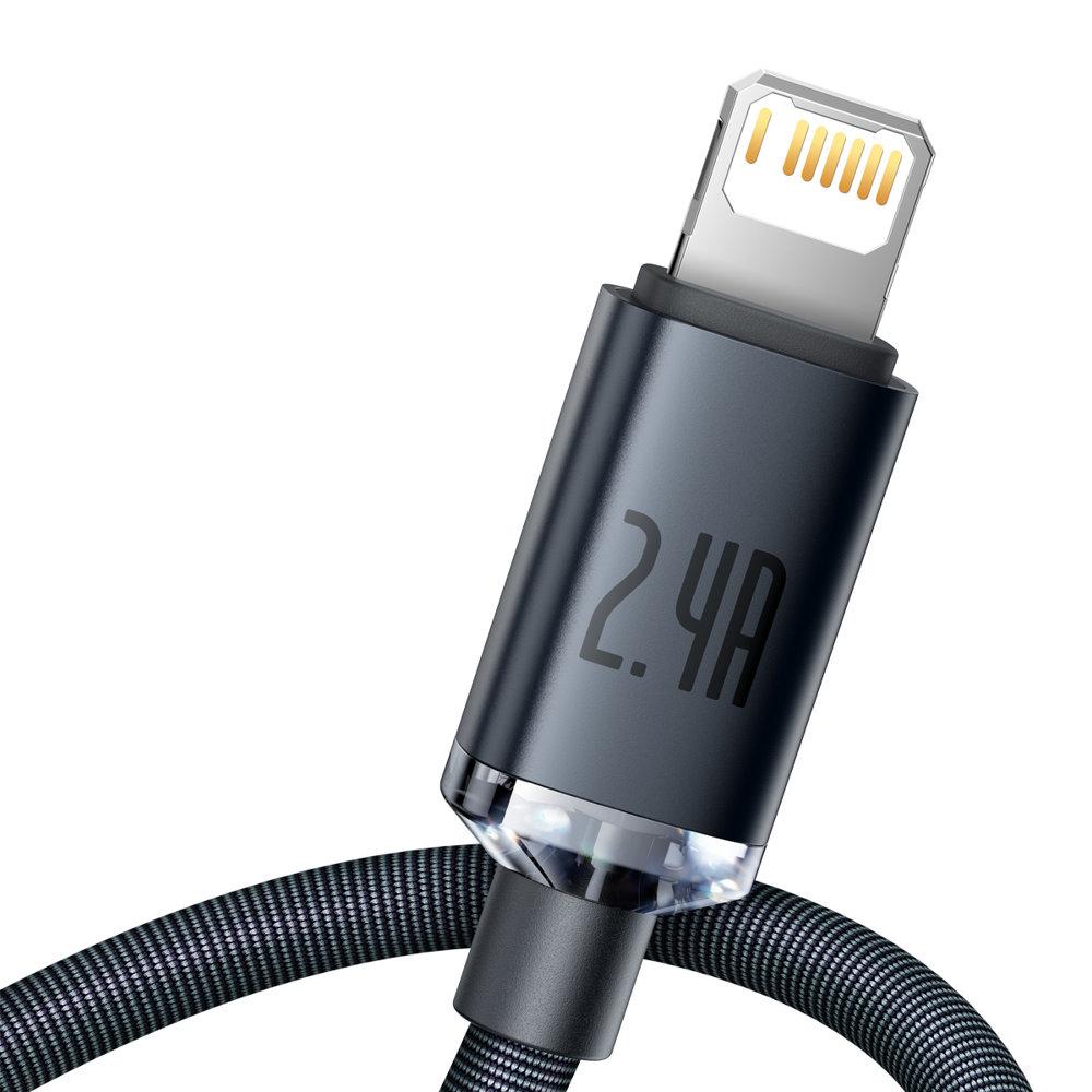 Cable for fast charging and data transfer USB Iphone Lightning 24A 2m black