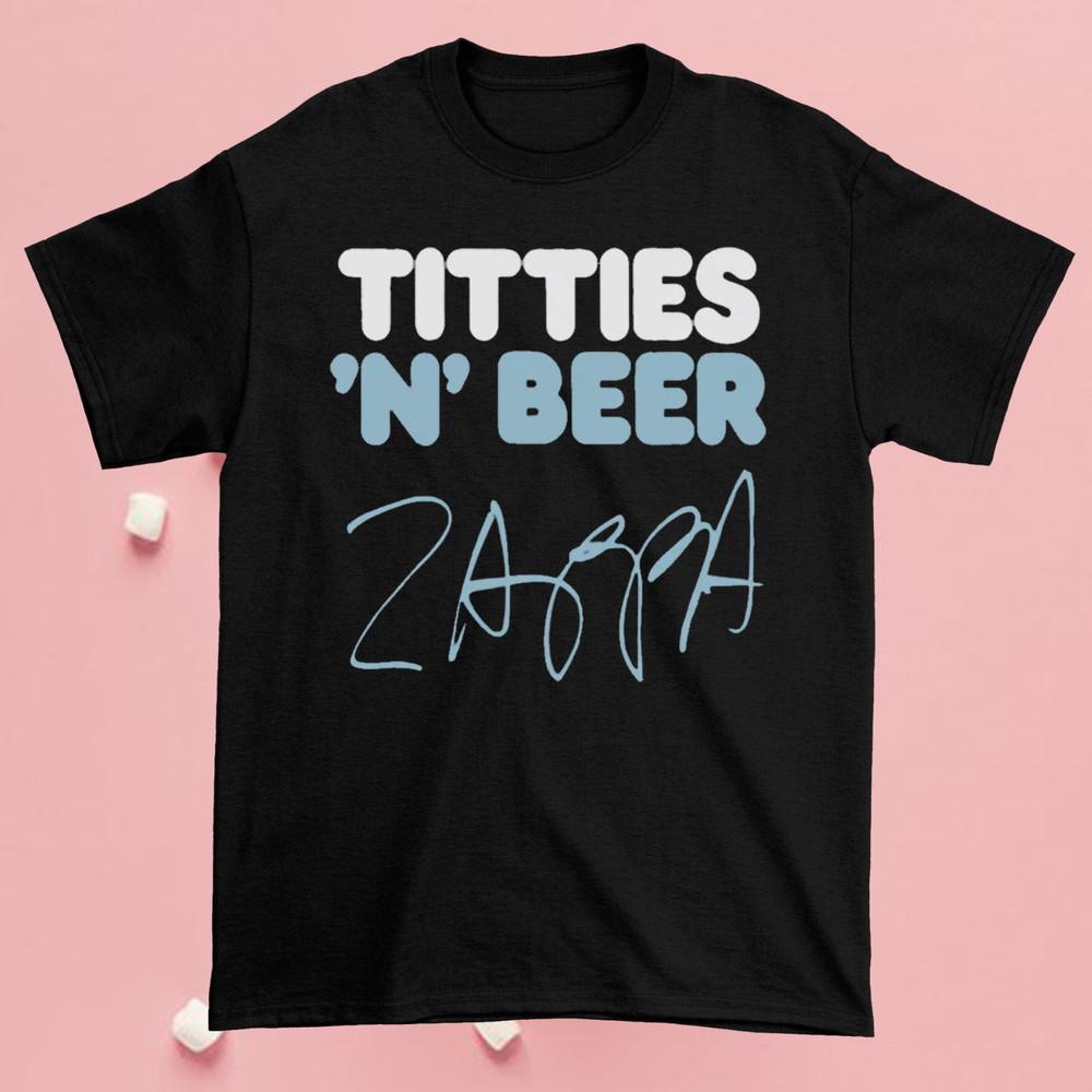 

New Frank Zappa Rocks Titties n Beer Black All size Unisex T-Shirt S
