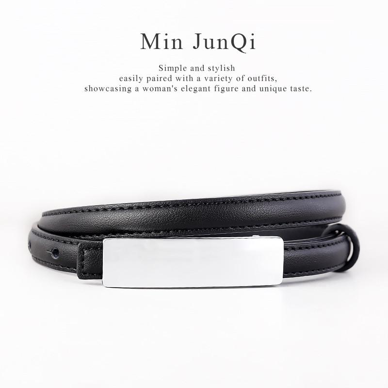 Leather Waist Belt For Women With Alloy Buckle And Punched Detailing For Office Style