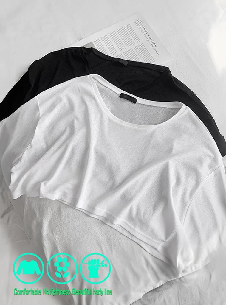 Yuoku Crop Short Loose Long Streetwear Dance Hip Jazz Women's Top, Hoodie, Fit, Thin, Sheer, Sleeves, Pullover, Layering, Midriff-Baring, Costume,