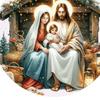 Nativity Night Ornament Round Acrylic Birth of Jesus Christ Hanging Decoration Religious Themed Christmas Keepsake for Winter Xmas Tree Decor