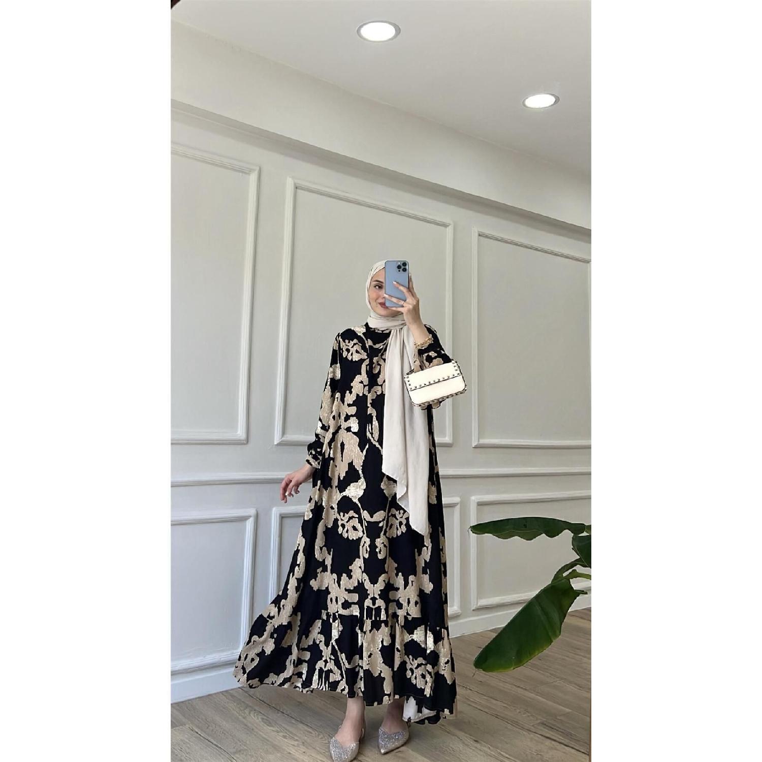 

Black Cloud Patterned Premium Fabric Viscose Dress 38 безодня