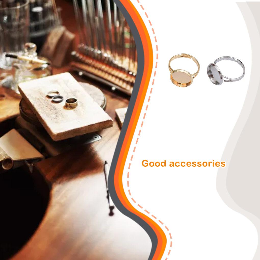 Brass Ring Base Portable DIY Fashionable Adjustable Open End Solid Color 12mm Jewelry Making Holder Findings Accessories